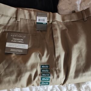 Perry Ellis Men's Tan Flex Twill Pants 40X32